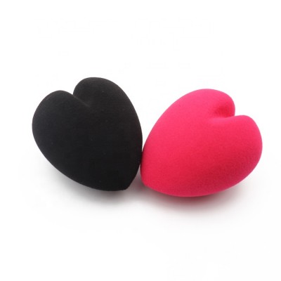 Love heart-shaped rose red non-latex sponges mini hydrophilic puff custom logo low-end MOQ makeup sponge