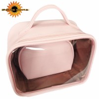 2 Pack Pink color Wholesale Custom Lady Makeup Bag Cosmetic Bag