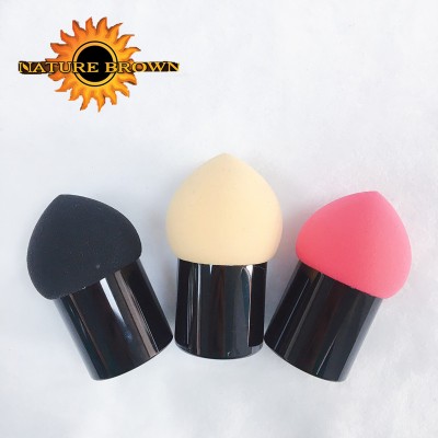 Black short handle face cut shaped facial makeup blender foundatiions